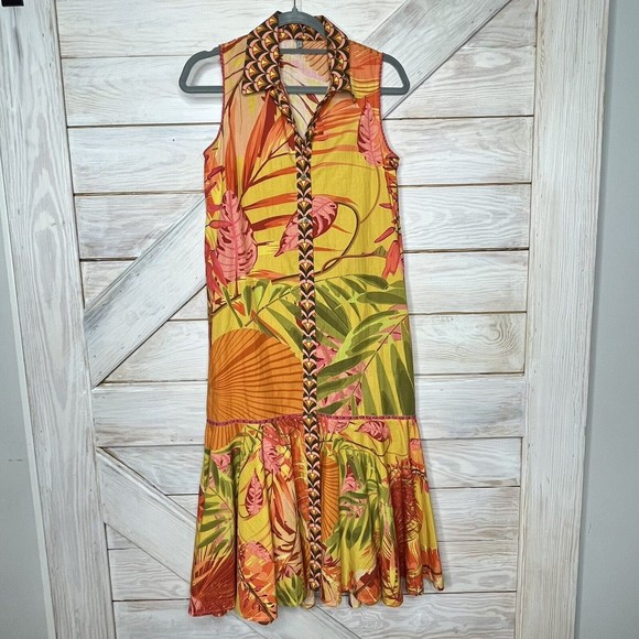 Anthropologie Blank London Hadley Button-Front Maxi Dress Yellow Floral - Picture 1 of 11